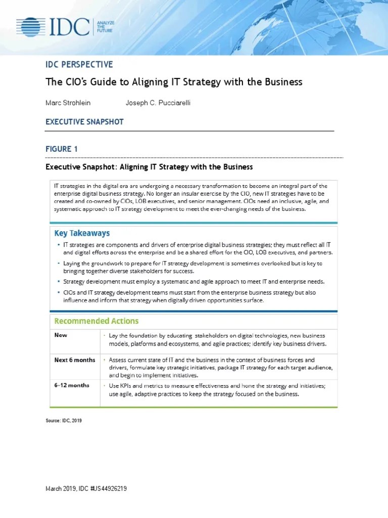 Cios Guide To Aligning It Strategy | PDF | Strategic Management | Chief Information Officer