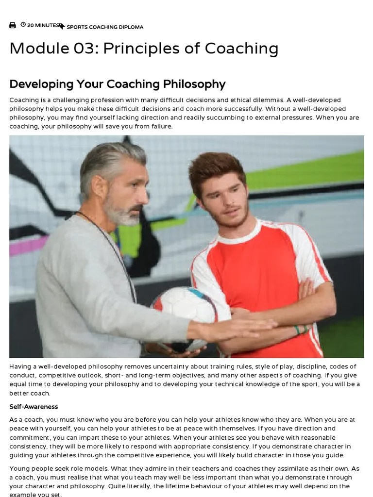 Principles Of Coaching | PDF | Adolescence | Leadership