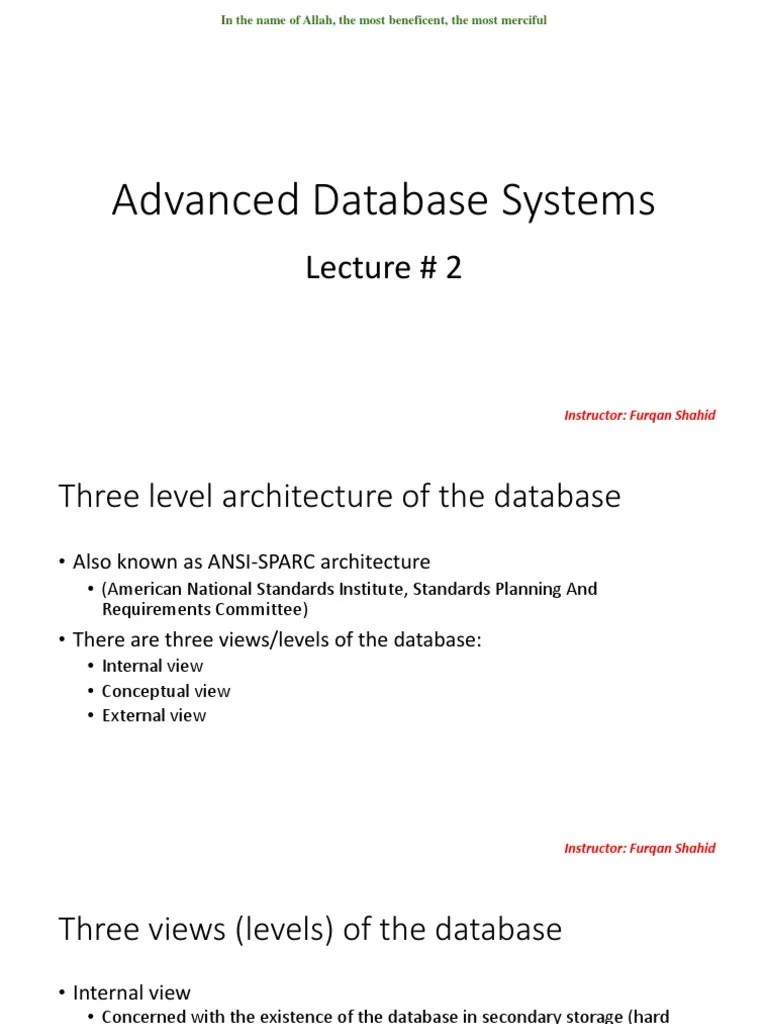 Advanced Database Systems (Lecture-2) | PDF | Databases | Computer Networking