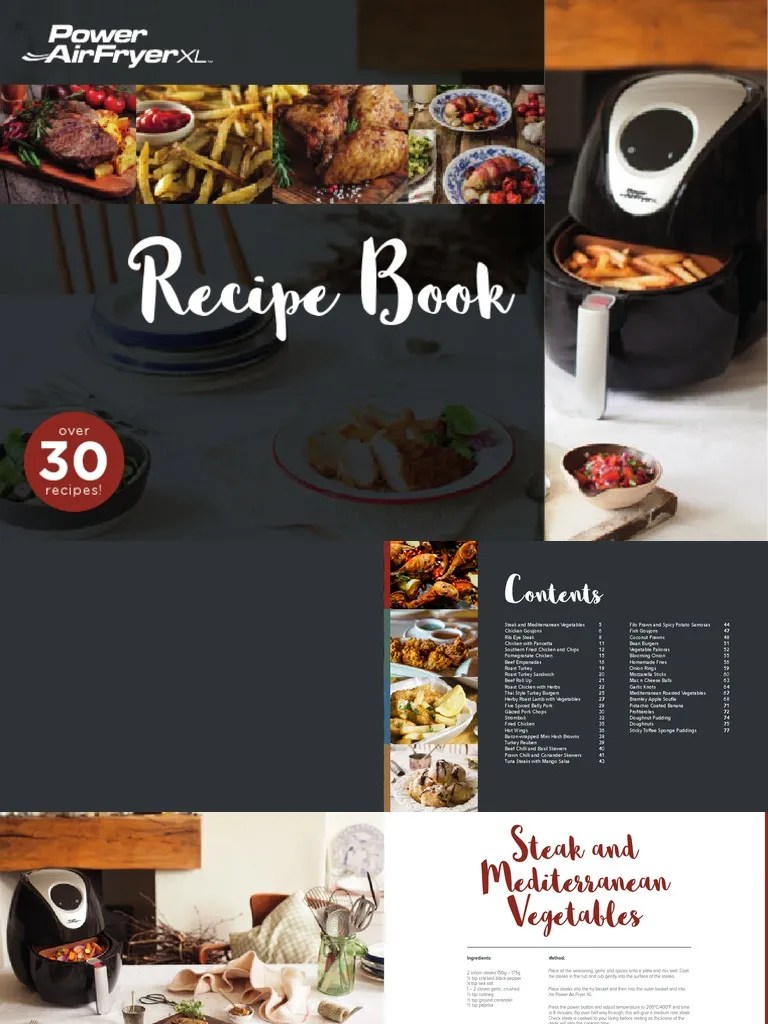 Power Air Fryer XL Recipe Book | PDF | Hamburgers | Steak