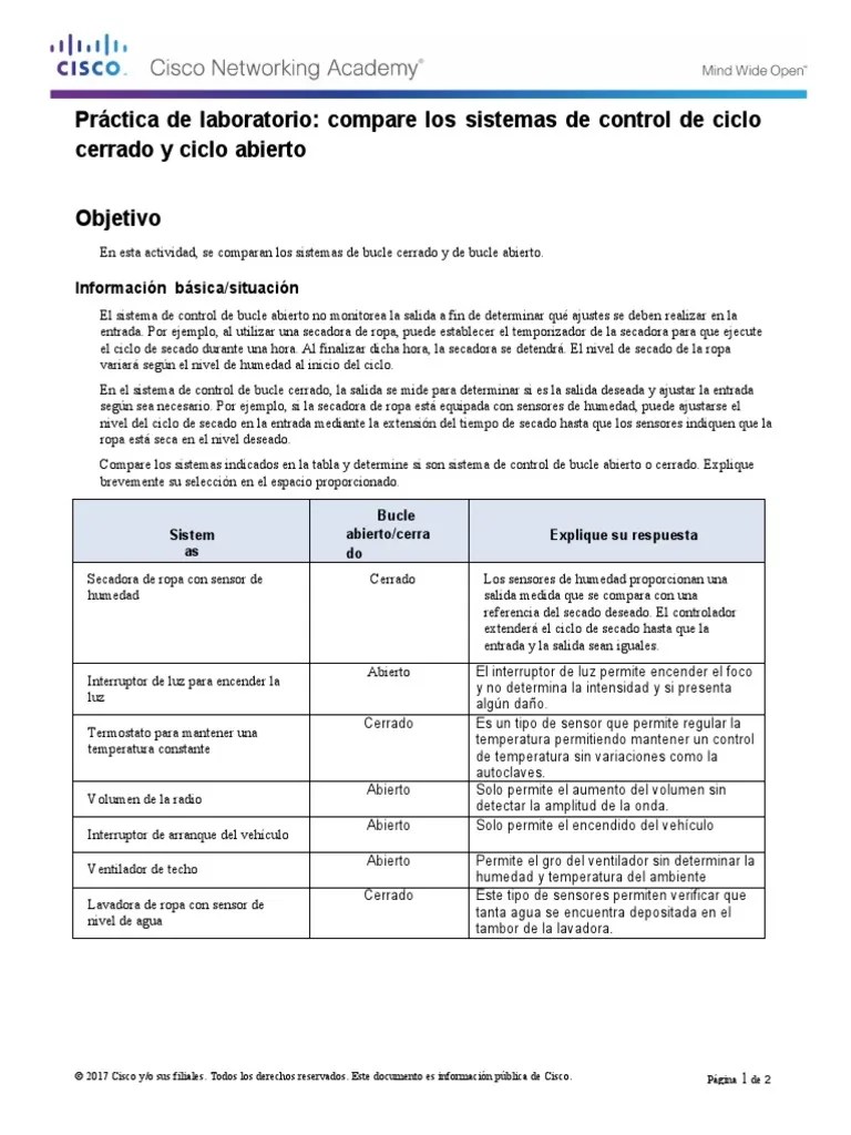 1.1.3.10 Lab - Compare Closed-Loop And Open-Loop Control Systems | PDF ...