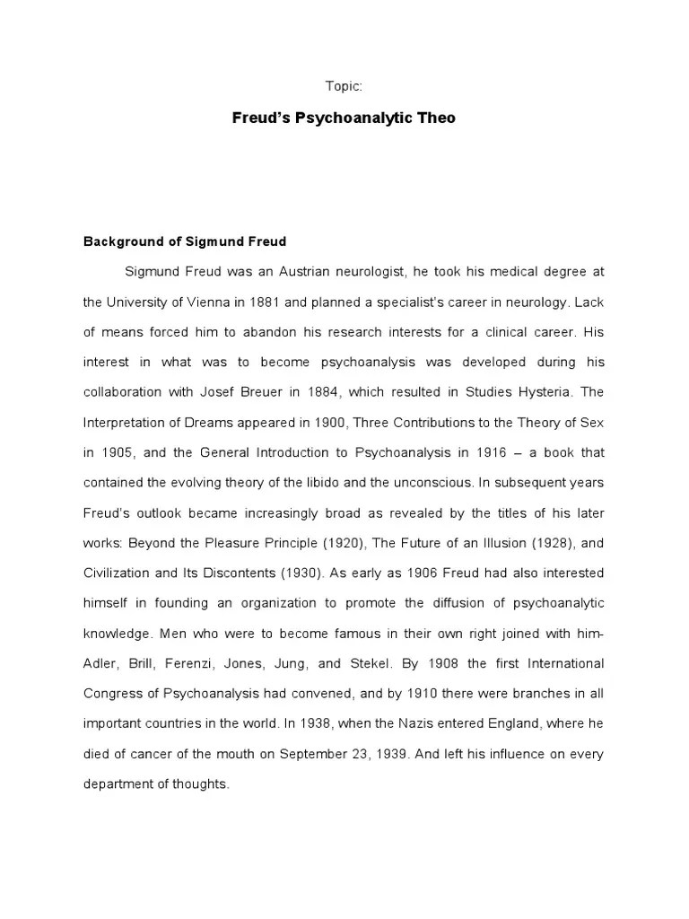 Freud Psychoanalytic Theory | PDF | Id | Sigmund Freud