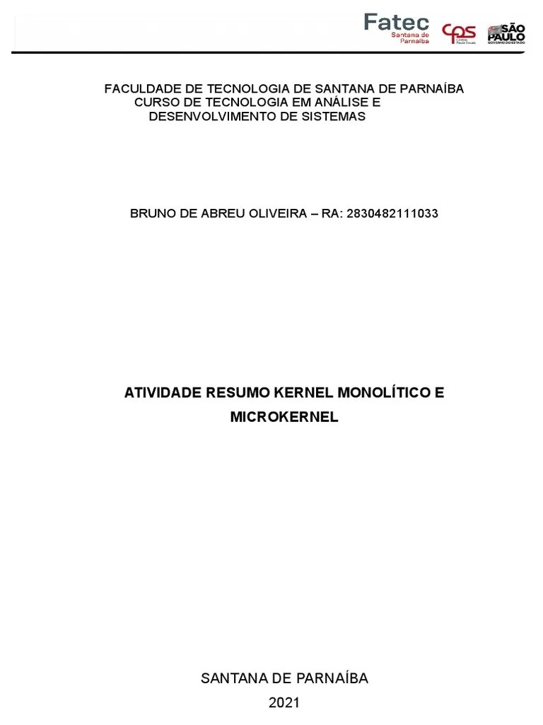 Resumo Monolithic Kernel Vs. Microkernel | PDF | Kernel (sistema ...
