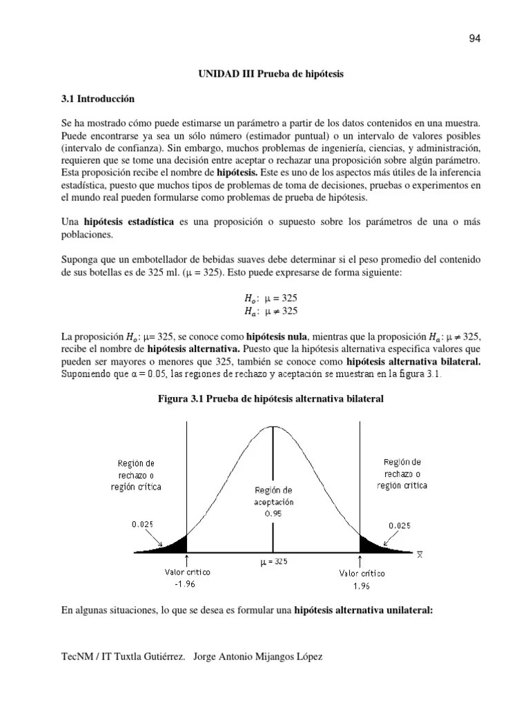 UNIDAD III Prueba De Hipotesis | PDF | Errores Tipo I Y Tipo Ii | Prueba De Hipótesis Estadísticas
