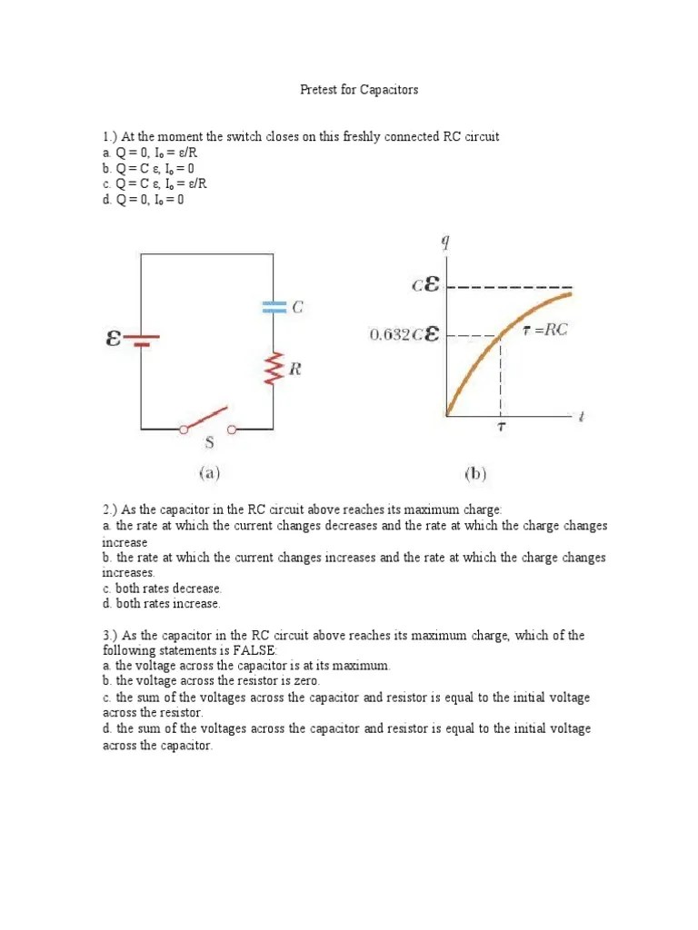 Pretest For Capacitors Review | PDF | Capacitor | Electrical Engineering