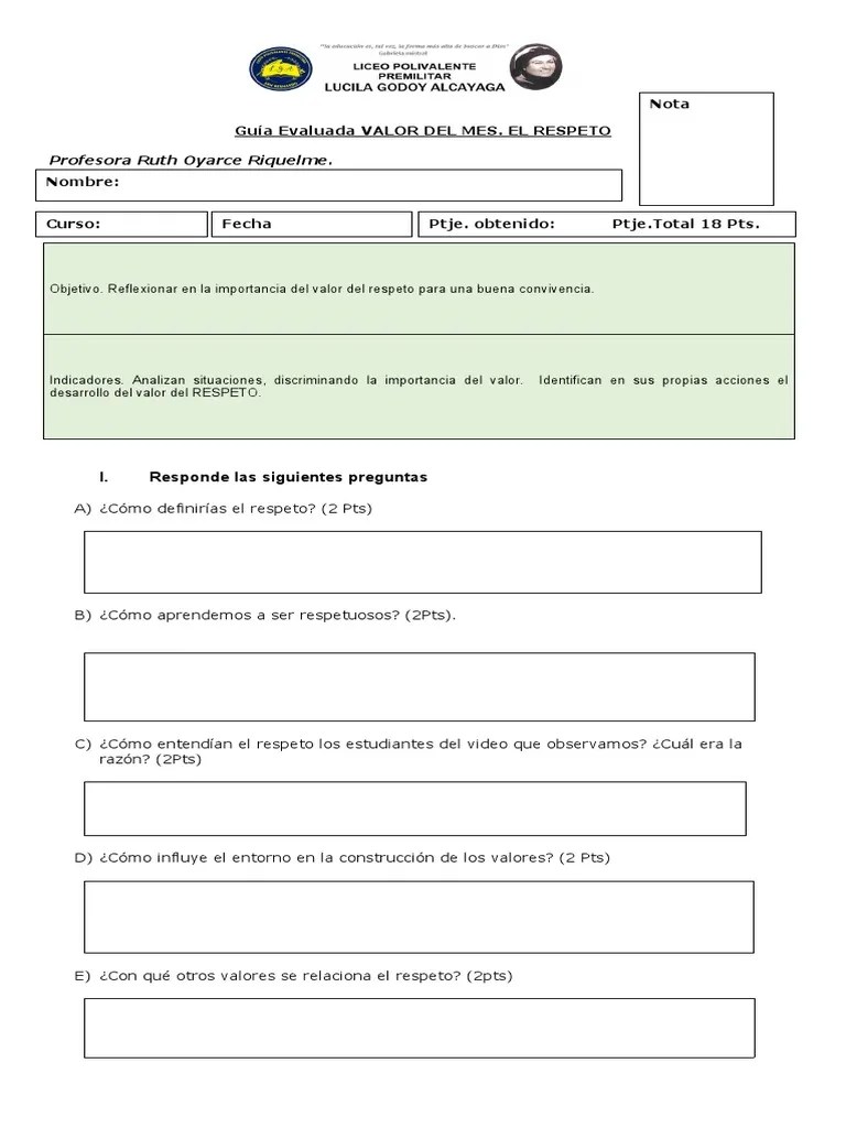 Guía Valor Del Mes Respeto | PDF