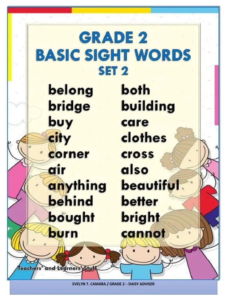 It's easy for kids to draw pictures of these words and use picture clues to help . Basic Sight Words Grade 2 Pdf