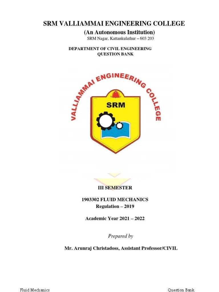 1903302-Fluid Mechanics Question Bank | PDF | Boundary Layer | Fluid ...