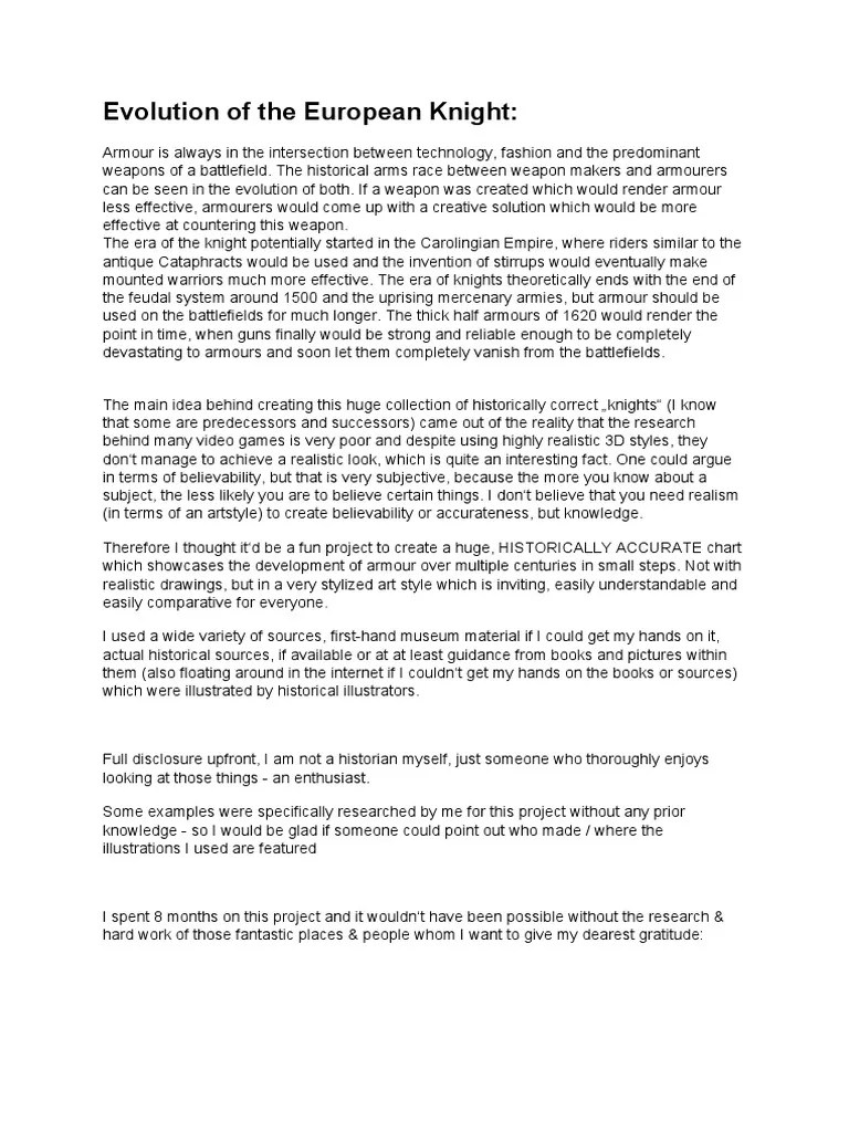 Evolution Of The European Knight | PDF | Armour | Knight