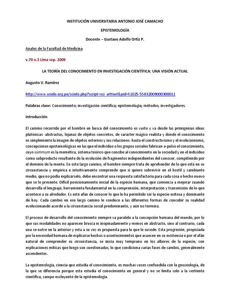 La Teoría Del Conocimeinto En Investigación Científica | Descargar ...