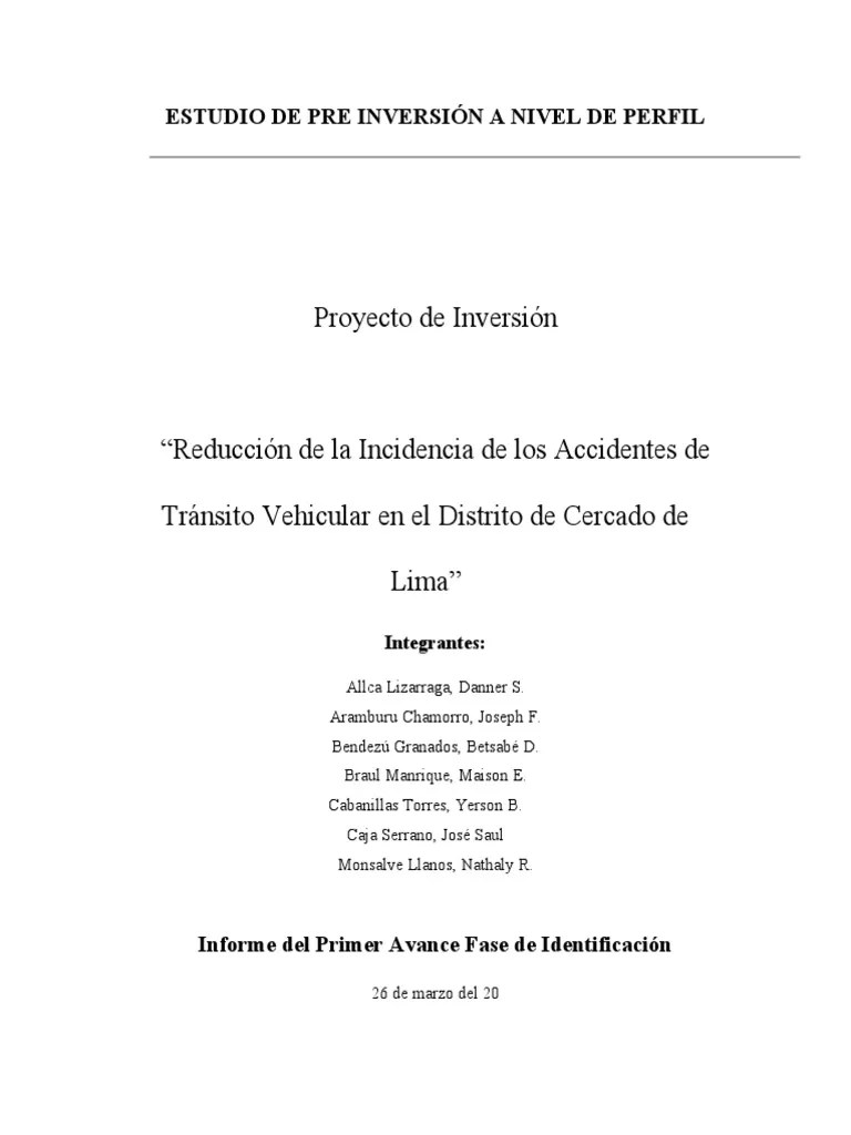 Reducción De La Incidencia De Los Accidentes De Tránsito Vehicular En El Distrito De Cercado De ...