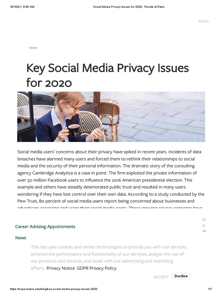 (4.1) Social Media Privacy Issues For 2020 - Threats & Risks | PDF | Internet Privacy | Social Media