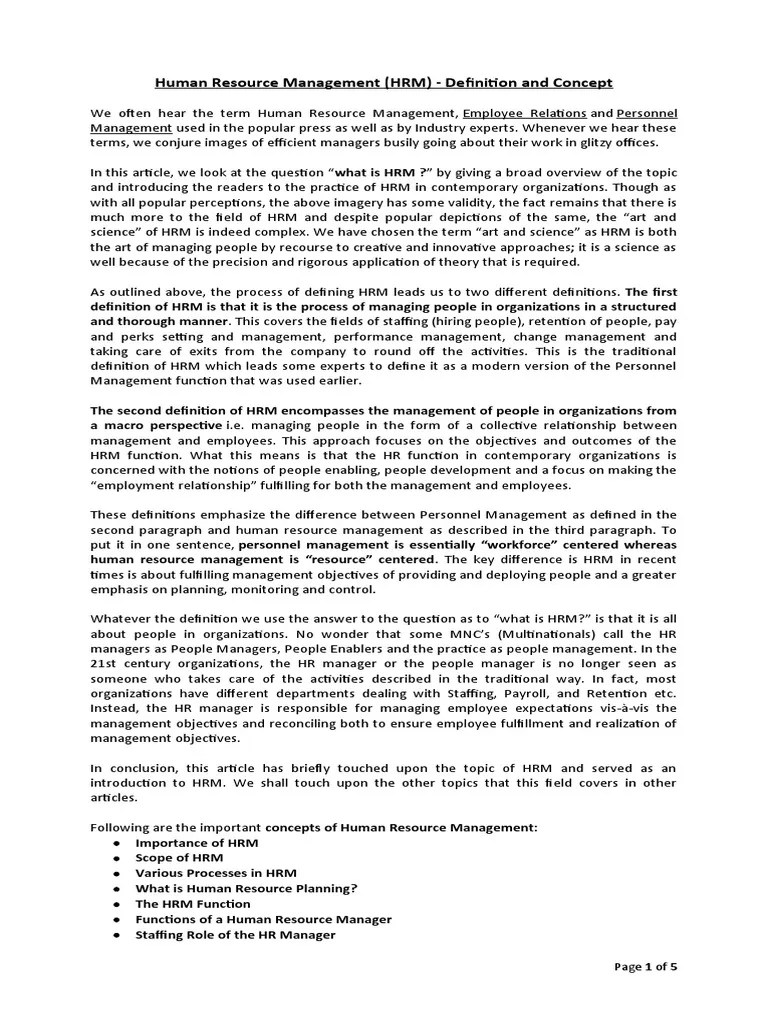 Chapter 1 Human Resource Management | PDF | Human Resource Management ...