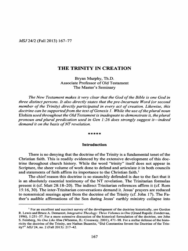 The Trinity In Creation | Download Free PDF | Grammatical Number | Trinity