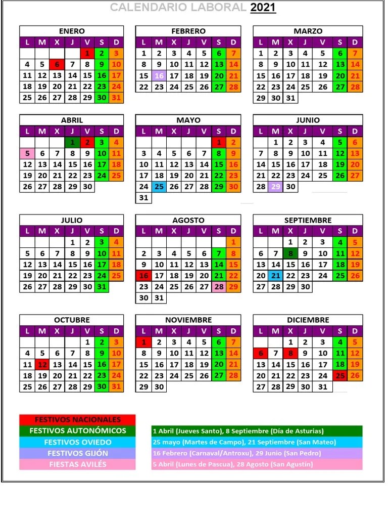 Calendario Laboral 2021 | PDF | Calendario