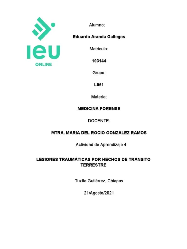Act 4 Lesiones Traumáticas Por Hechos De Tránsito Terrestre | Descargar Gratis PDF | Accidente ...