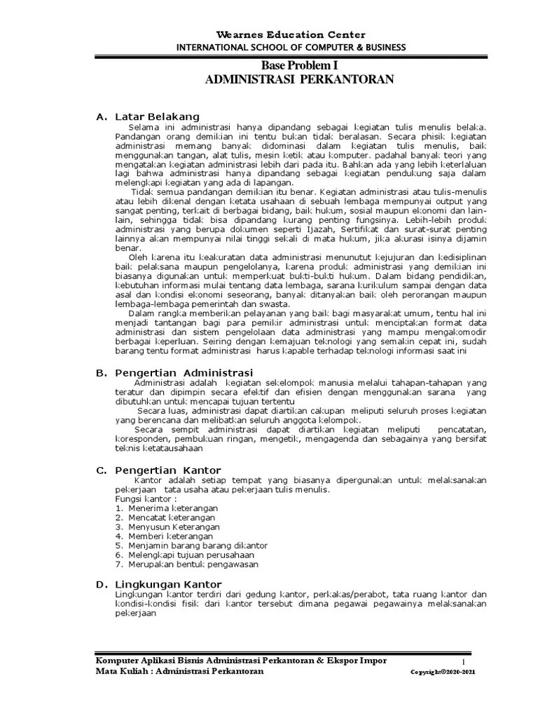 ADM. PERKANTORAN (2020-2021) KE - Revisi-Dikonversi | PDF