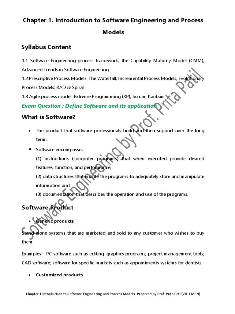 Chapter 1 Introduction To Software Engineering And Process Models | PDF ...
