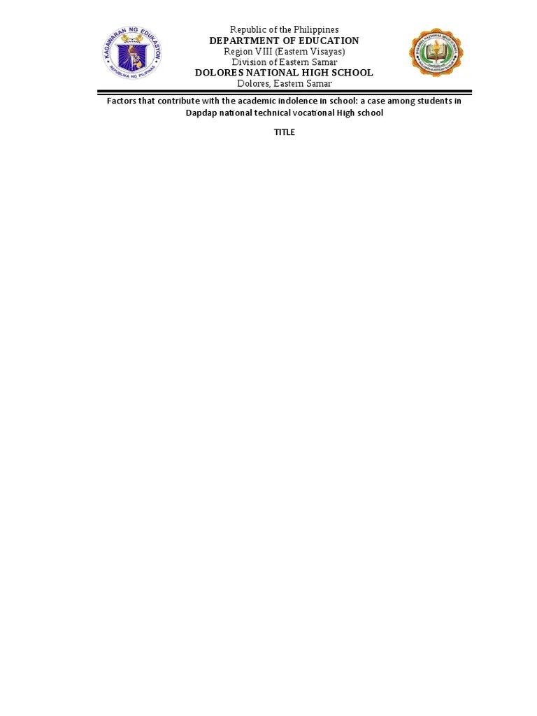 Factors Contributing To Academic Indolence Among Senior High School ...