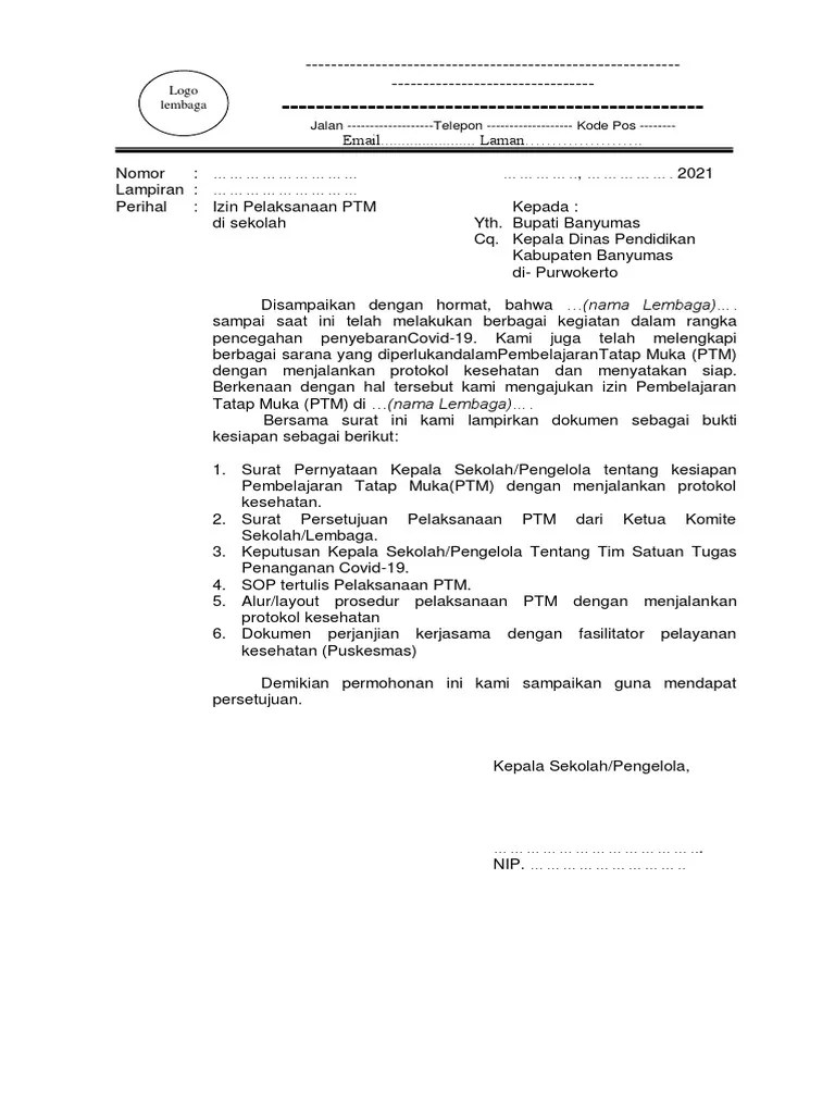 Menyampaikan surat permohonan pembelajaran tatap muka kepada bupati maros melalui kepala dinas pendidikan . 1 Surat Permohonan Ptm Pdf