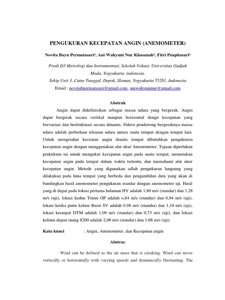 Pengukuran Kecepatan Angin | PDF