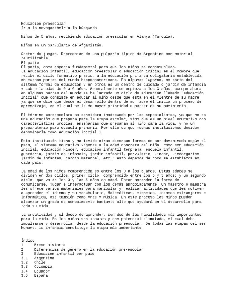 Preescolar | PDF | Educación De La Primera Infancia
