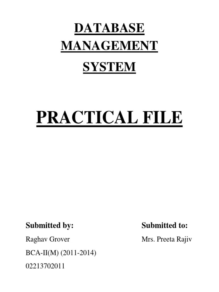DBMS Practical File | PDF | Information Retrieval | Software Design