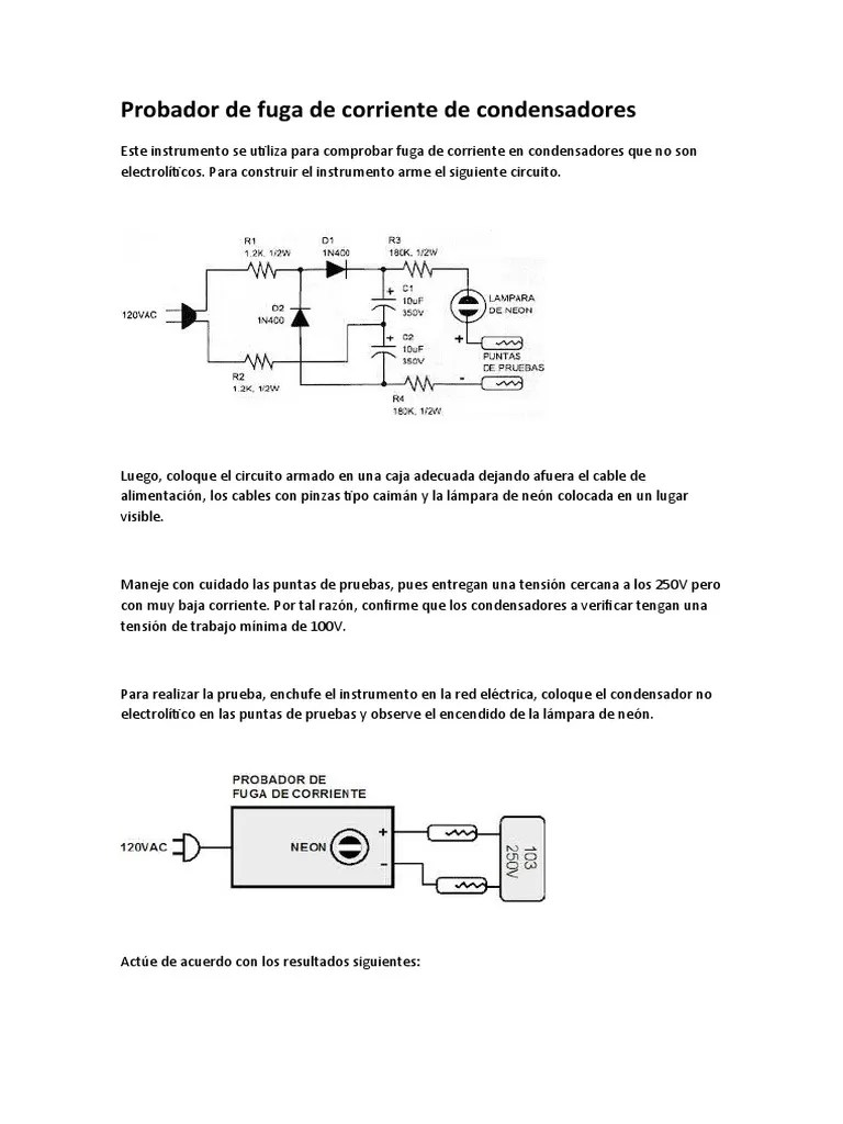 Probador De Fuga De Corriente De Condensadores | PDF
