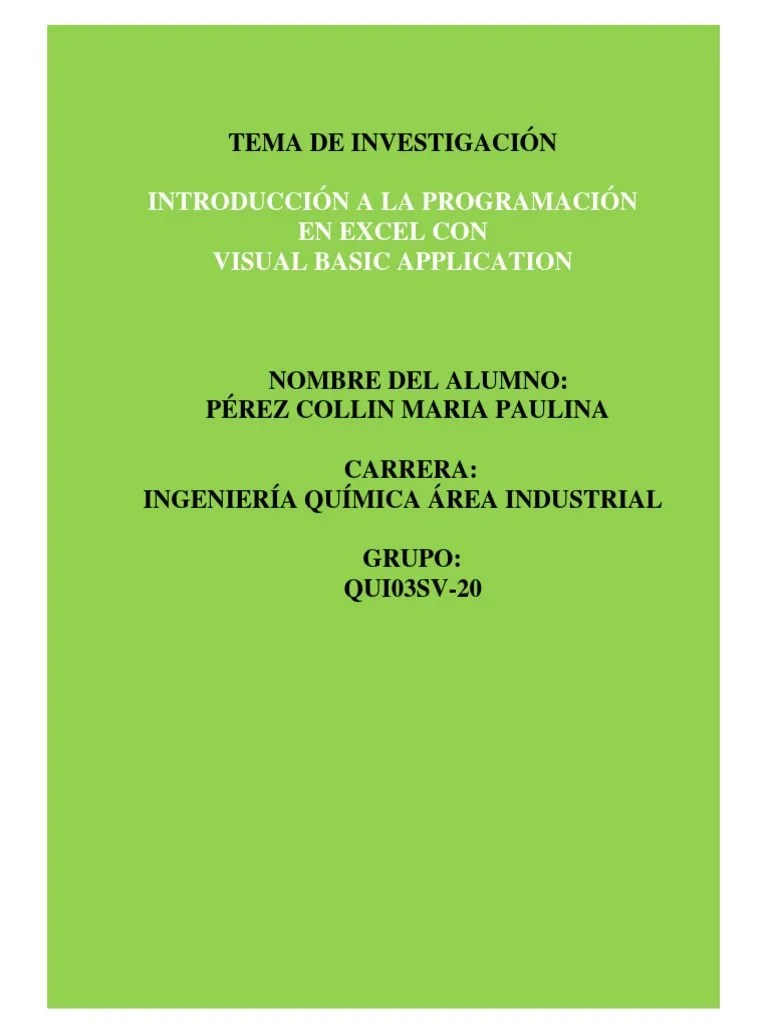 Visual Basic Excel | PDF | Macro (informática) | Microsoft Excel