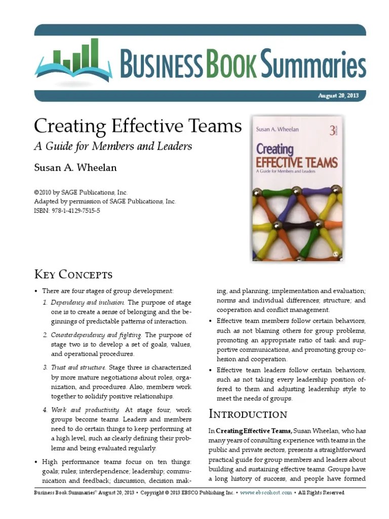 Creating Effective Teams: A Guide For Members And Leaders | PDF ...