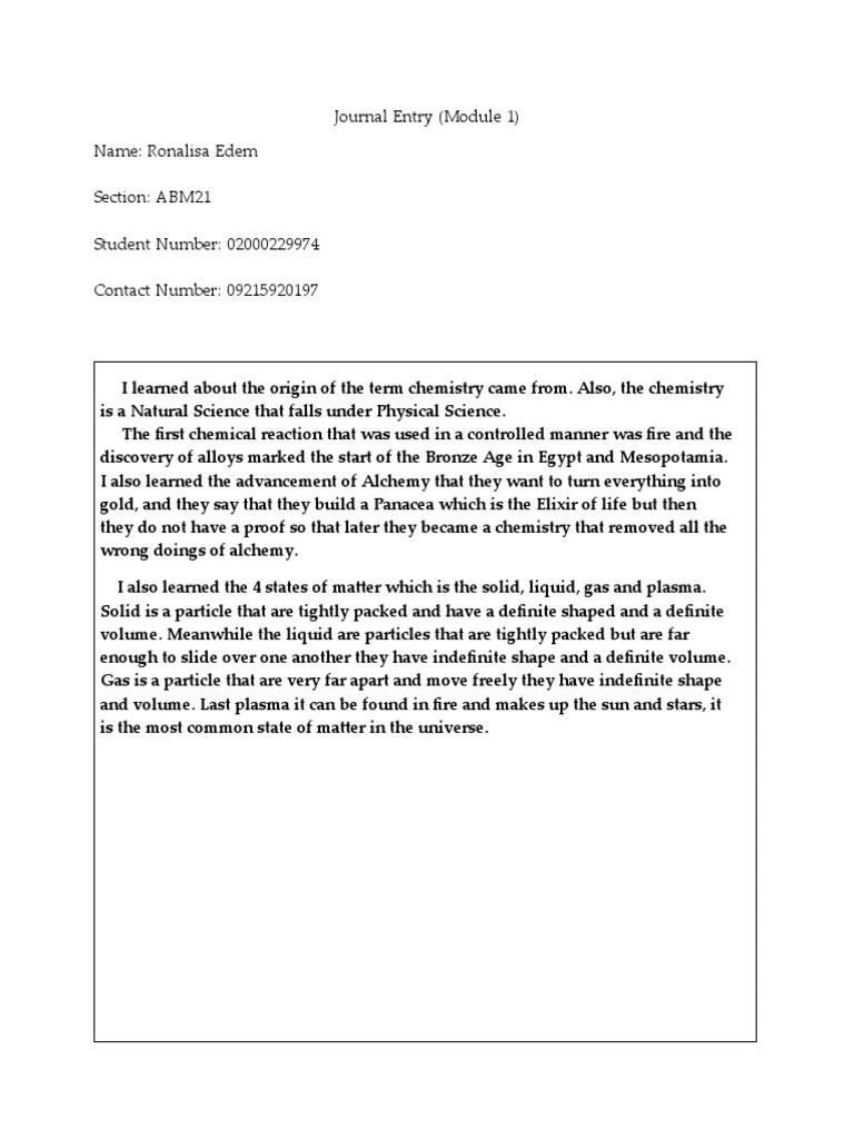 Journal - Entry - (Module - 1) (ANSWER) | PDF