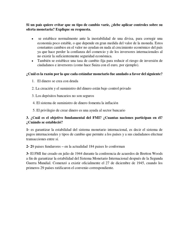 Unidad 5. Actividad 2. El Tipo De Cambio En El Sistema Financiero Internacional. | PDF