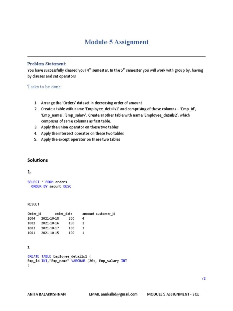 Module 5 Assignment - SQL | Download Free PDF | Data Management | Databases