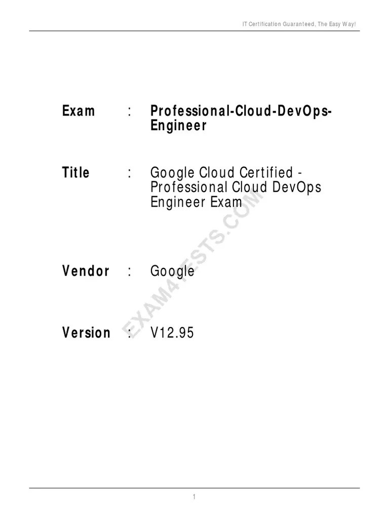 Professional Cloud DevOps Engineer V12.95 Copy 2 | PDF | Cloud ...