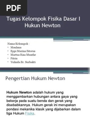 Yuk, kita pelajari konsep hukum gerak newton, mulai dari hukum i newton, hukum ii newton, hingga hukum . Hukum Newton Pdf