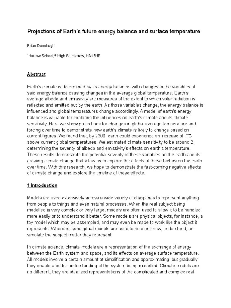 Climate Model Research Report | PDF | Climate Change | Greenhouse Gas