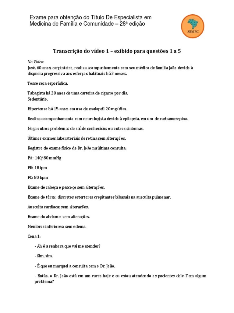 Prova De Titulo De Especialista Em Medicina De Familia E Comunidade ...