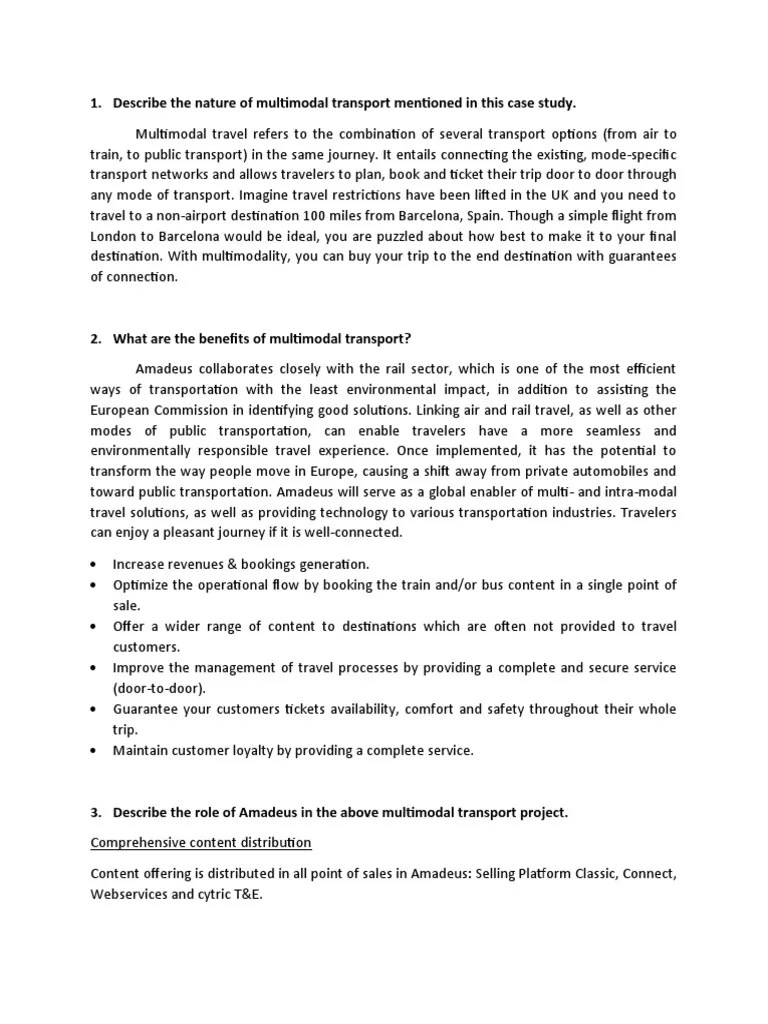 Case Study Multimodal Transport | PDF | Transport | Airlines