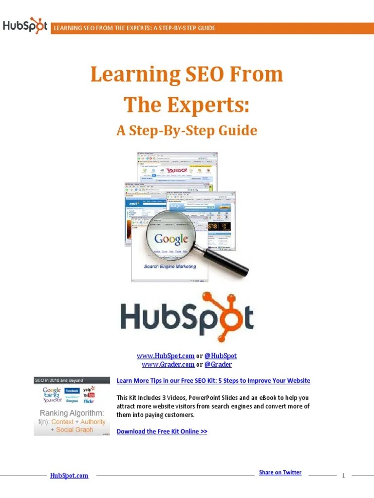 Learning SEO From The Experts A Step By Step Guide - PDF Books | PDF | Search Engine ...