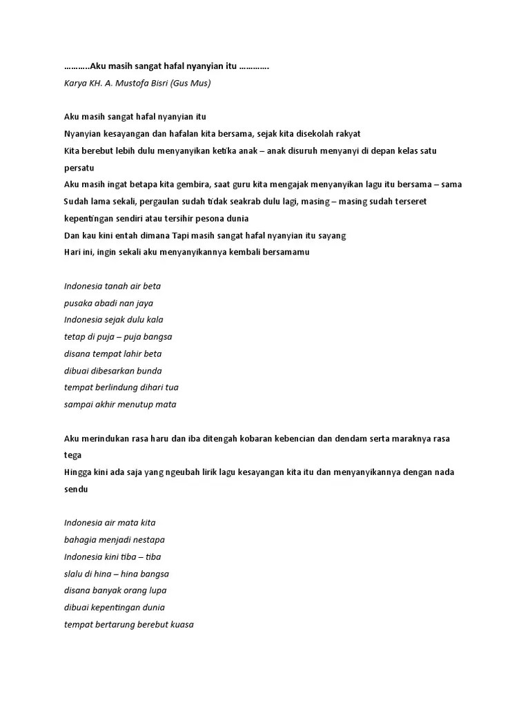 Yang telah engkau ucapkan kepadaku Aku Masih Ingat Nyanyian Itu Pdf