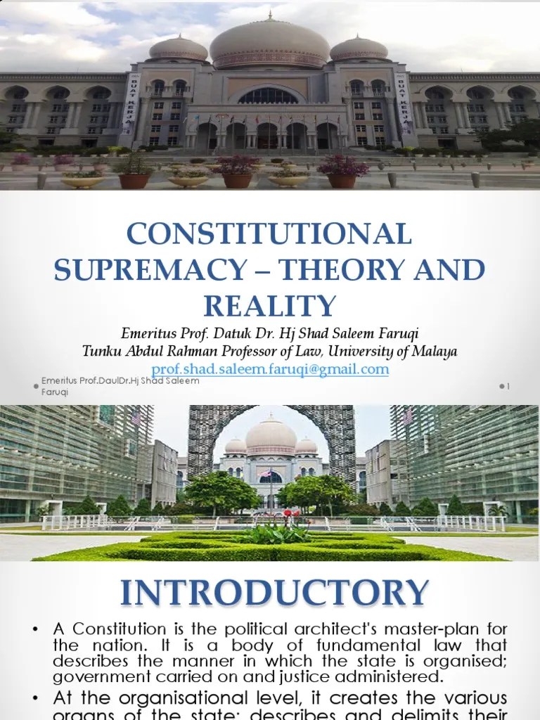 Constitutional Supremacy - Theory And Reality 20 Feb 2017 | PDF | Constitution | Sharia