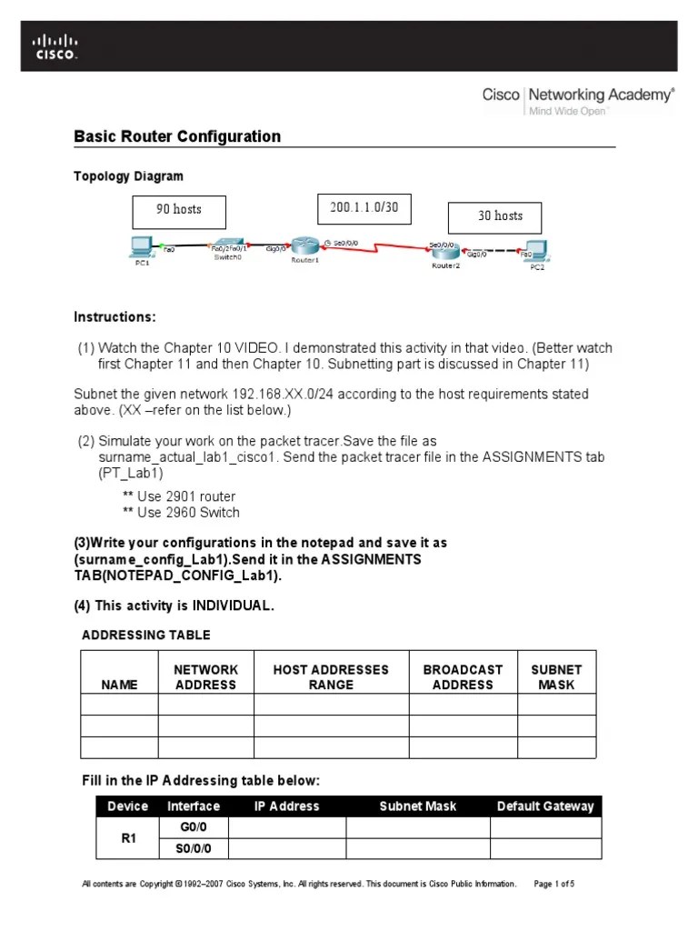 Basic Router Configuration: Instructions | PDF | Router (Computing ...
