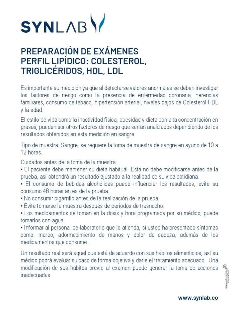 Perfil Lipidico Colesterol Trigliceridos HDL LDL | PDF