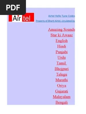 Airtel Hello Tune Codes 22-12-09