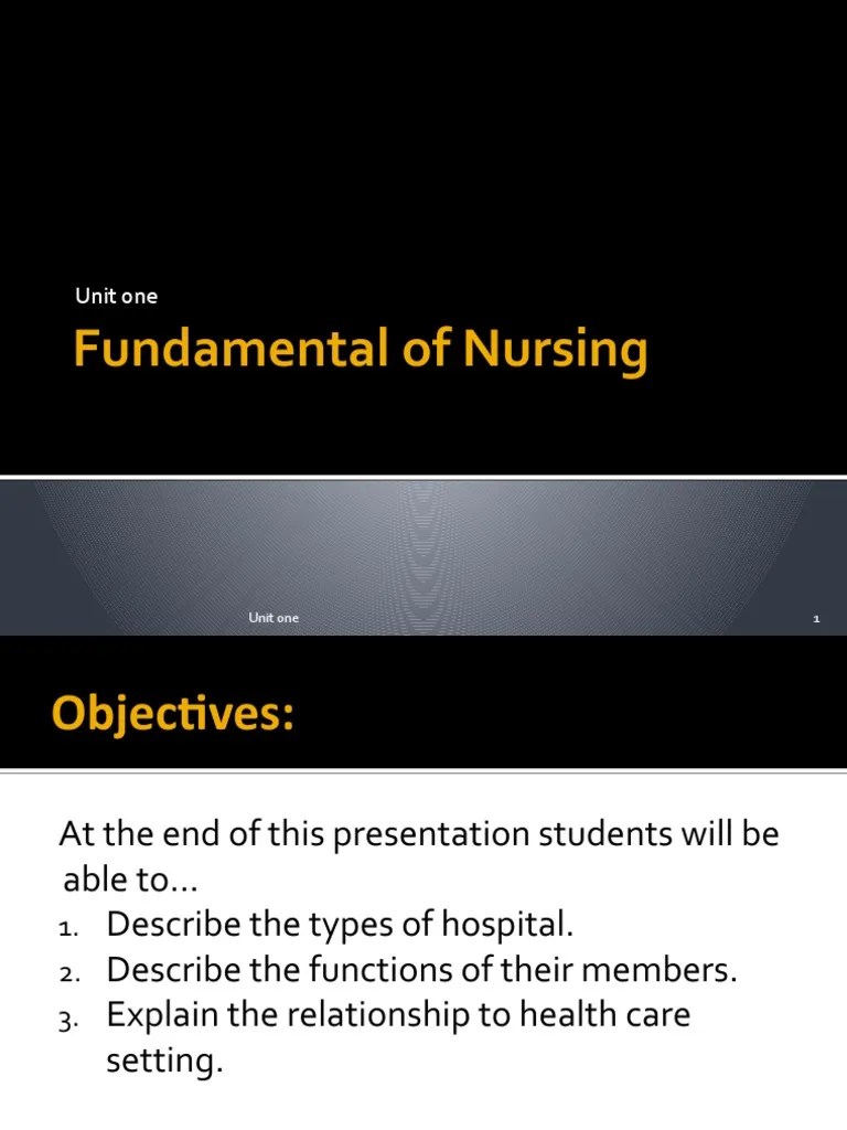 Fundamental Of Nursing: Unit One | PDF | Health Care | Health Sciences