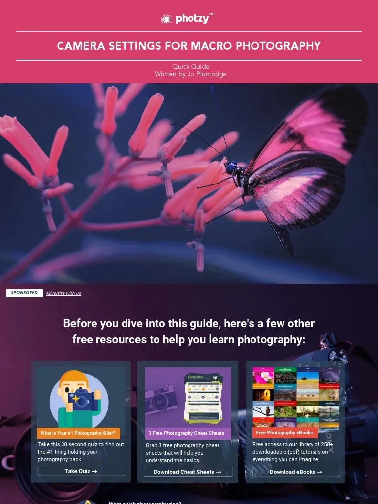 Camera Settings For Macro Photography: Photzy | PDF | Macro Photography | Aperture