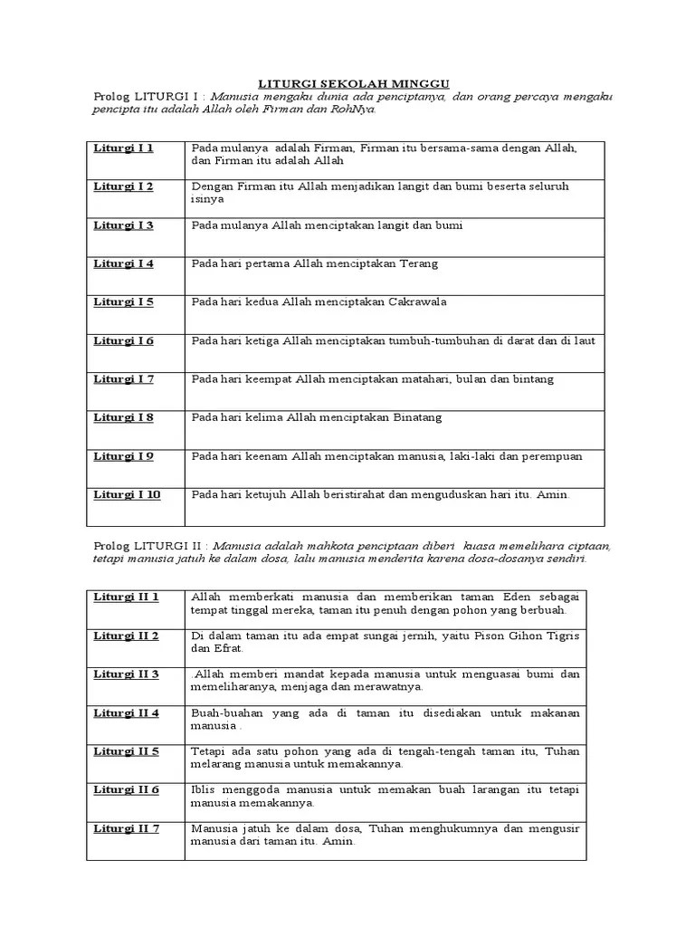 Liturgi Sekolah Minggu | PDF