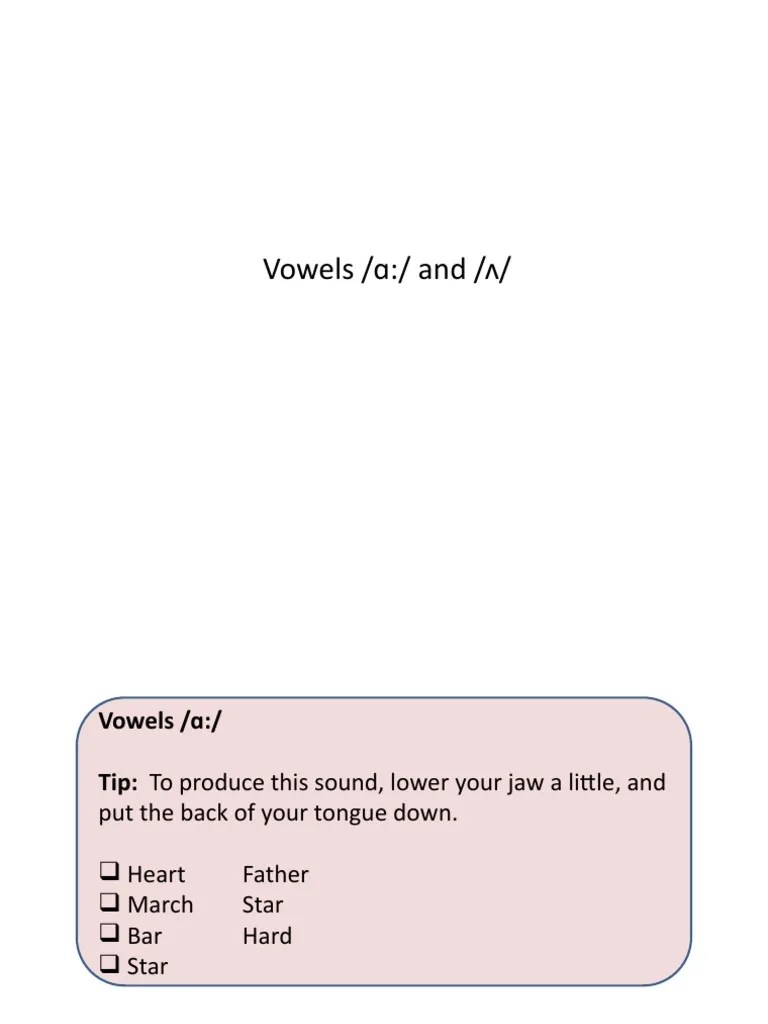 Guide To Producing The Vowel Sounds /ɑ:/, /ʌ/, And /o/ With Examples ...