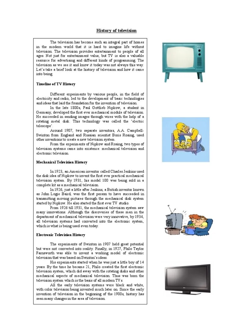 History Of Television | PDF | Television | Science And Technology