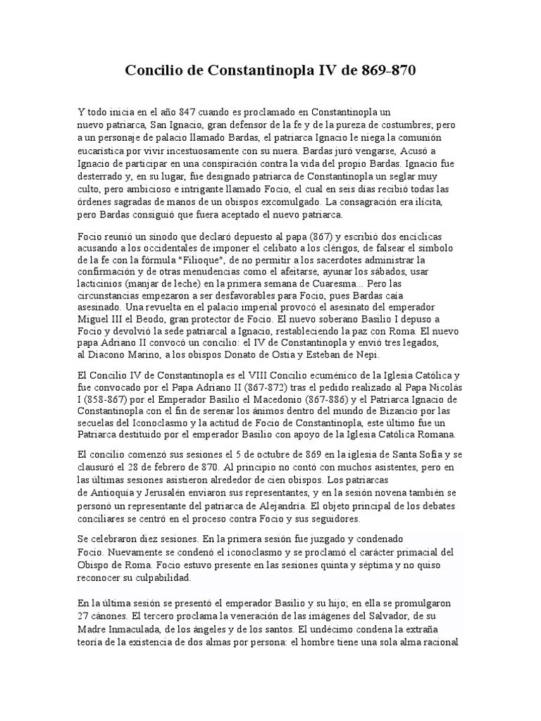 Concilio De Constantinopla IV De 869 | PDF | Iglesia Ortodoxa Oriental ...